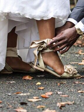 Poesie Venezia Floral Satin Ribbon Tie Flats